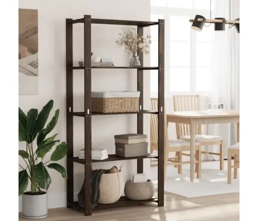 5-Līmeņu Glabāšanas Plaukts, Melns, 80X38X170 Cm, Priedes Koks Vidaxl