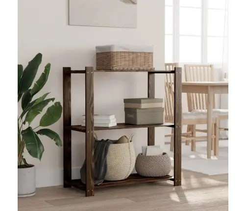 3-Līmeņu Glabāšanas Plaukts, Melns, 80X38X90 Cm, Priedes Koks Vidaxl