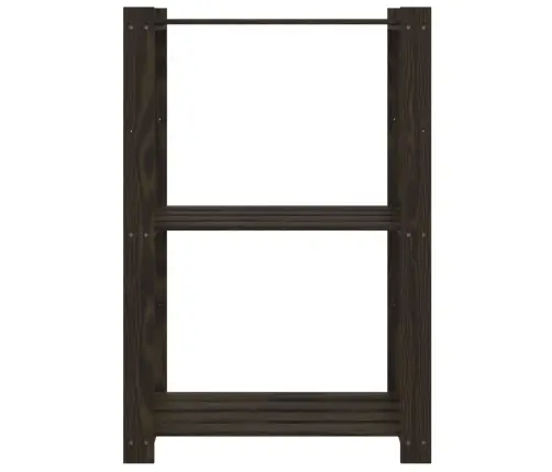 Lentyna Daiktams, 3 Aukštų, Juoda, 60X38X90cm Pušies Masyvas