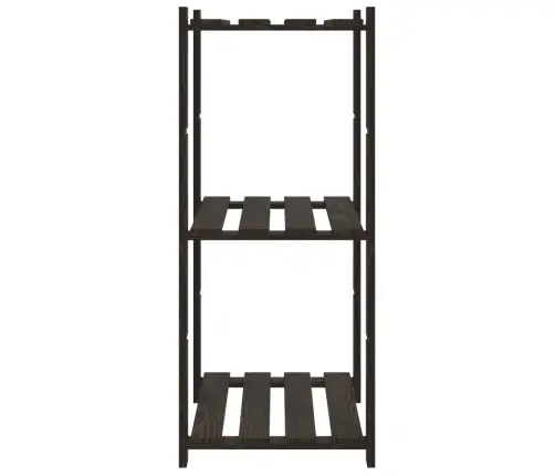 Lentyna Daiktams, 3 Aukštų, Juoda, 60X38X90cm Pušies Masyvas