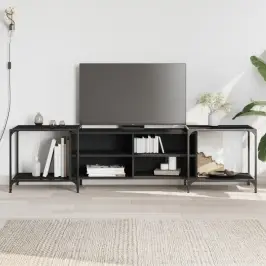 Tv Skapītis, Melns, 203X37X50 Cm, Inženierijas Koks Vidaxl