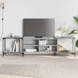 Tv Skapītis, Pelēcīgs, 203X37X50 Cm, Inženierijas Koks Vidaxl