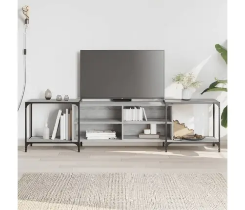 Televizoriaus Spintelė, Pilka Ąžuolo, 203X37X50cm Mediena