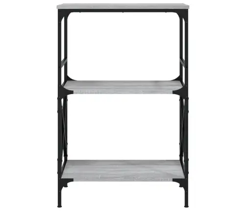 Grāmatu Plaukts, 3 Līmeņi, Pelēks, 59X35X90,5 Cm, Koks Vidaxl