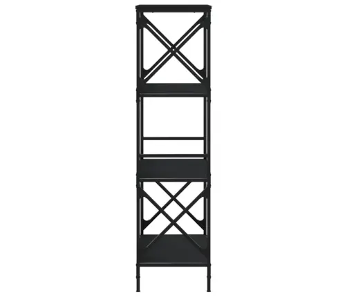 Knygų Spinta, 4 Aukštų, Juoda, 59X35X132cm Apdirbta Mediena