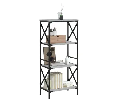 Grāmatu Plaukts, 4 Līmeņi, Pelēks, 59X35X132 Cm, Koks Vidaxl