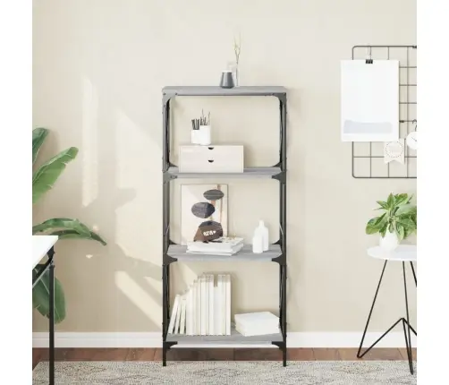 Grāmatu Plaukts, 4 Līmeņi, Pelēks, 59X35X132 Cm, Koks Vidaxl