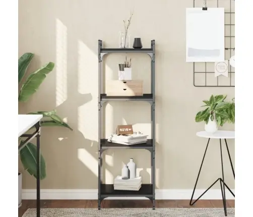 Grāmatu Plaukts, 4 Līmeņi, Melns, 40X30X120 Cm, Koks Vidaxl