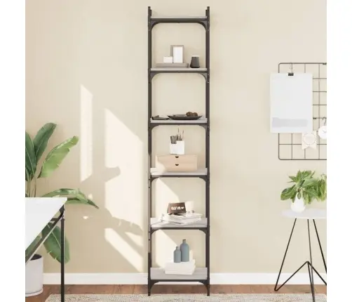 Grāmatu Plaukts, 6 Līmeņi, Pelēks, 40X30X188 Cm, Koks Vidaxl