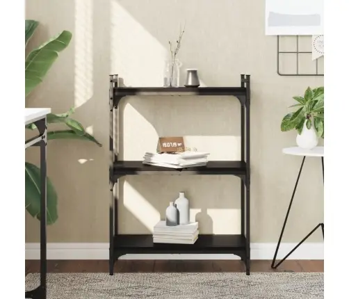 Raamaturiiul 3-Korruseline, Must, 60 X 30 X 86 Cm Tehispuit