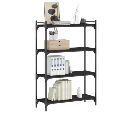 Grāmatu Plaukts, 4 Līmeņi, Melns, 80X30X120 Cm, Koks Vidaxl