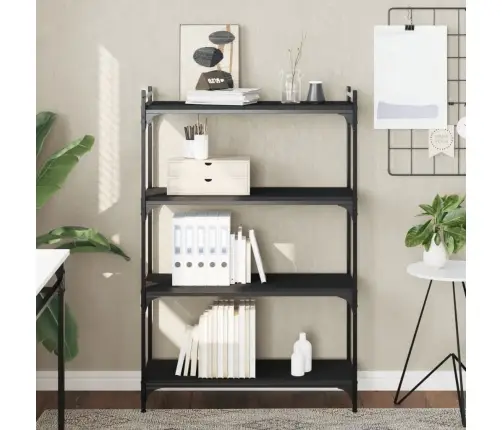 Grāmatu Plaukts, 4 Līmeņi, Melns, 80X30X120 Cm, Koks Vidaxl