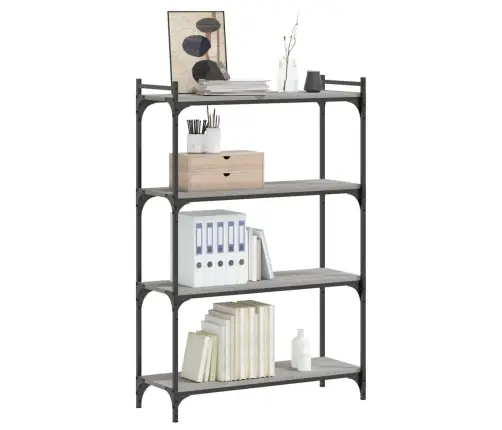 Knygų Spinta, 4 Aukštų, Pilka Ąžuolo, 80X30X120cm Mediena