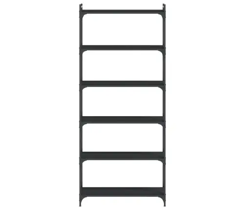 Grāmatu Plaukts, 6 Līmeņi, Melns, 80X30X188 Cm, Koks Vidaxl