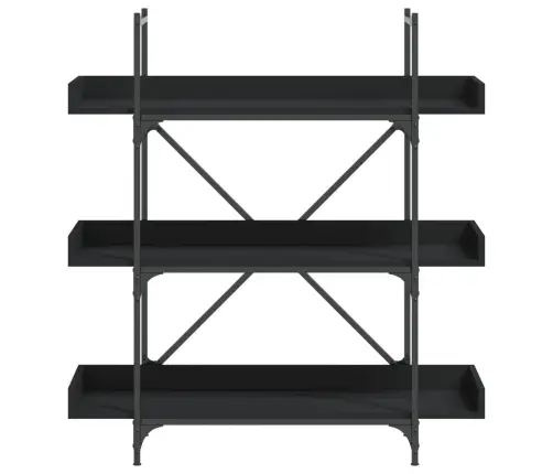 Knygų Spinta, 3 Aukštų, Juoda, 100X33X108,5cm Apdirbta Mediena