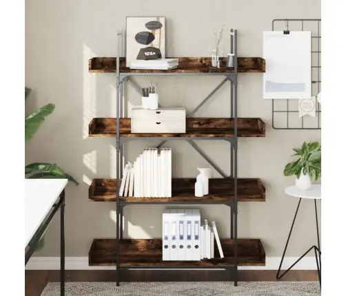 Knygų Spinta, 4 Aukštų, Dūminio Ąžuolo, 100X33X145,5cm Mediena