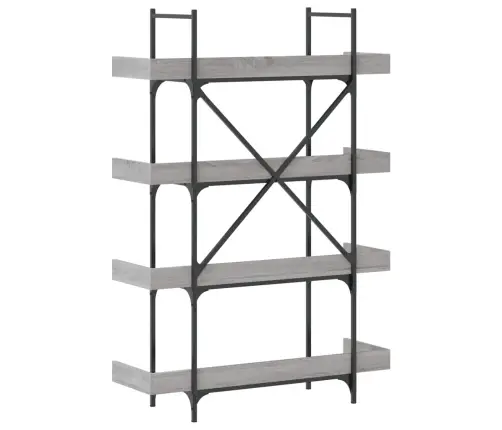 Knygų Spinta, 4 Aukštų, Pilka Ąžuolo, 100X33X145,5cm Mediena