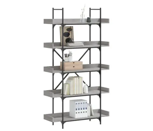 Grāmatu Plaukts, 5 Līmeņi, Pelēks, 100X33X180,5 Cm, Koks Vidaxl