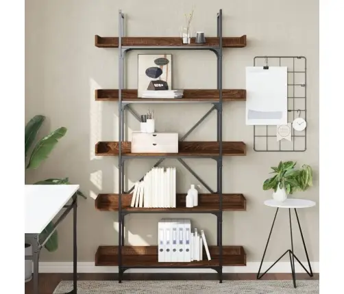 Raamaturiiul 5 Korrust, Pruun Tamm, 100X33X180,5 cm Tehispuit