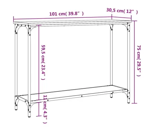 Konsoles Galdiņš, Pelēks, 101X30,5X75 Cm, Inženierijas Koks Vidaxl Konsoles Galdiņš, Pelēks, 101X30,5X75 Cm, Inženierijas Koks Vidaxl