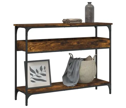 Riiuliga Konsoollaud, Suitsutatud Tamm, 100X29X75 cm Tehispuit Riiuliga Konsoollaud, Suitsutatud Tamm, 100X29X75 cm Tehispuit