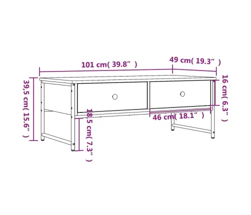 Kohvilaud, Suitsutatud Tamm, 101 X 49 X 39,5 cm Tehispuit Kohvilaud, Suitsutatud Tamm, 101 X 49 X 39,5 cm Tehispuit