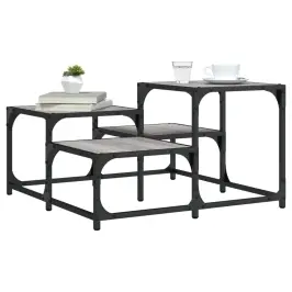 Kavos Staliukas, Pilkas Ąžuolo, 68X68X40cm Apdirbta Mediena