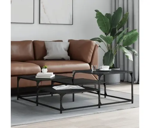 Kohvilaud, Must, 107 X 107 X 40 cm Tehispuit