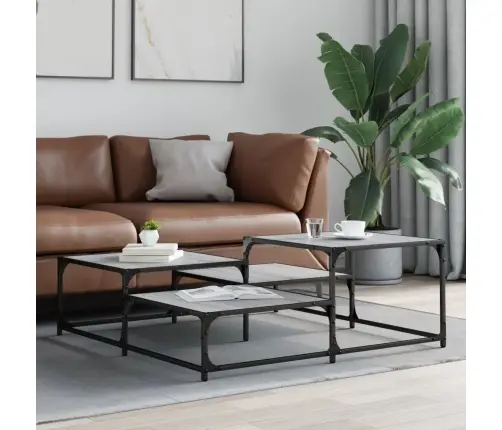 Kafijas Galdiņš, Pelēka Ozola, 107X107X40 Cm, Inženierijas Koks Vidaxl