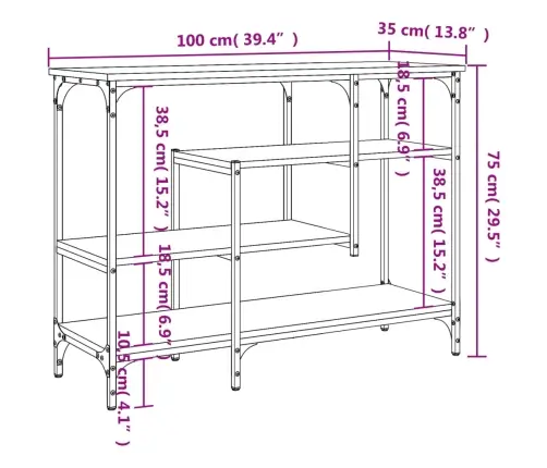 Riiulitega Konsoollaud, Pruun Tamm, 100 X 35 X 75 Cm