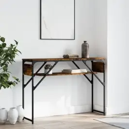 Riiuliga Konsoollaud, Suitsutatud Tamm, 105X30X75 cm Tehispuit