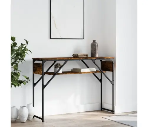 Riiuliga Konsoollaud, Suitsutatud Tamm, 105X30X75 cm Tehispuit