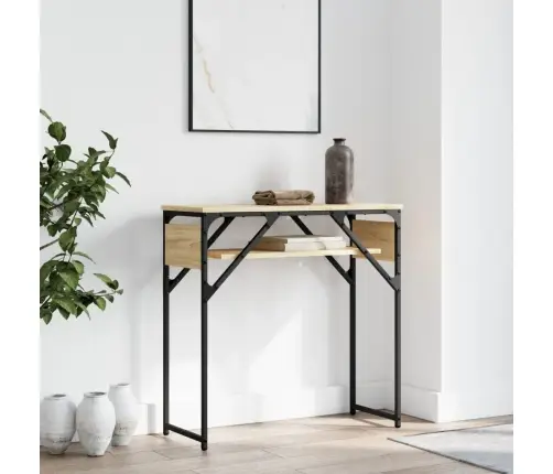 Konsolinis Staliukas Su Lentyna, Ąžuolo, 75X30X75cm Mediena