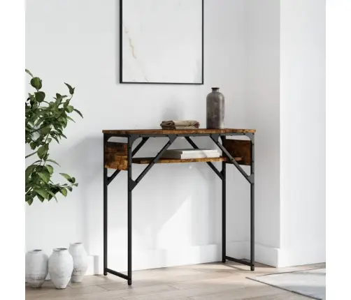 Riiuliga Konsoollaud, Suitsutatud Tamm, 75X30X75 cm Tehispuit