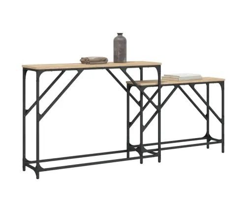 Konsoles Galdi, 2 Gab., Sabīdāmi, Koka Krāsā, Inženierijas Koks Vidaxl