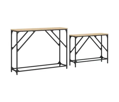 Konsoles Galdi, 2 Gab., Sabīdāmi, Koka Krāsā, Inženierijas Koks Vidaxl