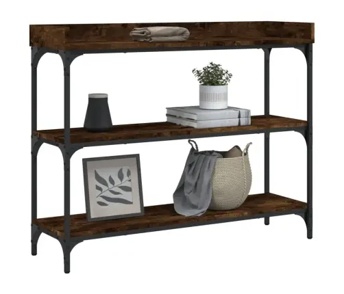 Riiulitega Konsoollaud, Suitsutatud Tamm, 100 X 30 X 80 Cm Riiulitega Konsoollaud, Suitsutatud Tamm, 100 X 30 X 80 Cm