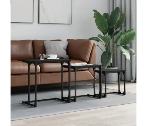 Kafijas Galdiņi, 3 Gab., Sabīdāmi, Melni, Inženierijas Koks Vidaxl Kafijas Galdiņi, 3 Gab., Sabīdāmi, Melni, Inženierijas Koks Vidaxl