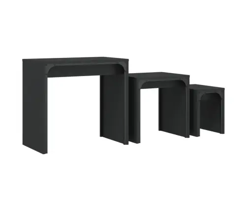 Üksteise Alla Mahtuvad Lauad 3 Tk, Must, Tehispuit