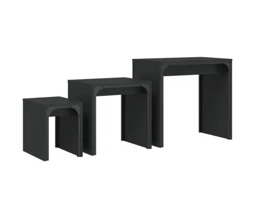 Üksteise Alla Mahtuvad Lauad 3 Tk, Must, Tehispuit