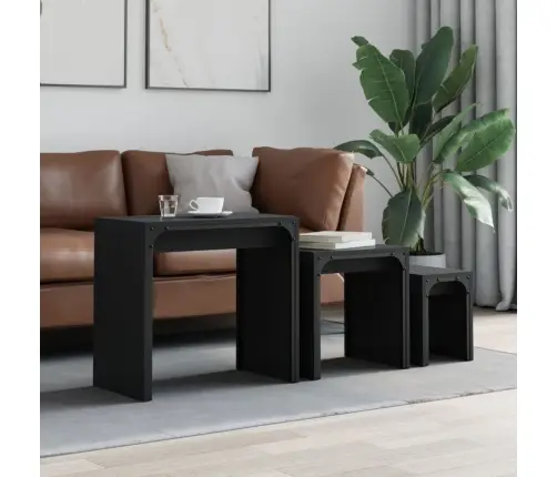 Üksteise Alla Mahtuvad Lauad 3 Tk, Must, Tehispuit