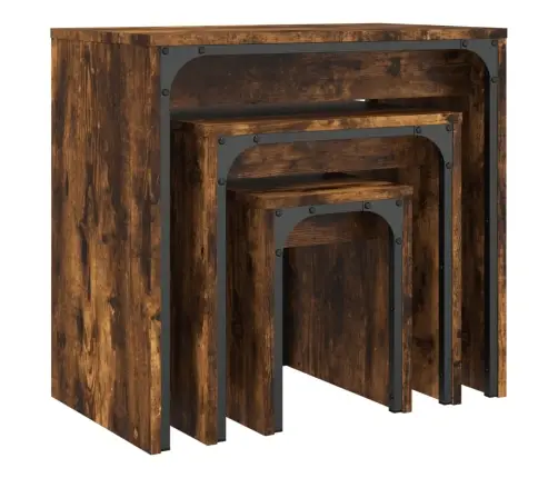 Kafijas Galdiņi, 3 Gab., Sabīdāmi, Brūni, Inženierijas Koks Vidaxl