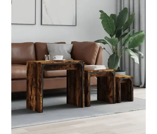 Kafijas Galdiņi, 3 Gab., Sabīdāmi, Brūni, Inženierijas Koks Vidaxl