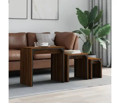 Üksteise Alla Mahtuvad Kohvilauad 3 Tk, Pruun Tamm, Tehispuit