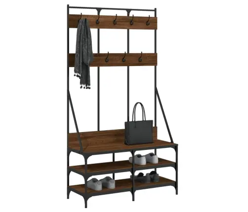 Drēbju Pakaramais Ar Apavu Plauktu, Ozola Krāsā, 100X40X184 Cm Vidaxl