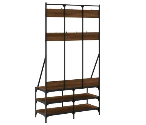 Drēbju Pakaramais Ar Apavu Plauktu, Ozola Krāsā, 100X40X184 Cm Vidaxl