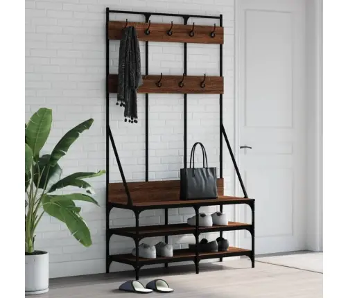 Drēbju Pakaramais Ar Apavu Plauktu, Ozola Krāsā, 100X40X184 Cm Vidaxl