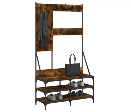 Drēbju Pakaramais Ar Apavu Plauktu, Ozola Krāsā, 100X40X184 Cm Vidaxl