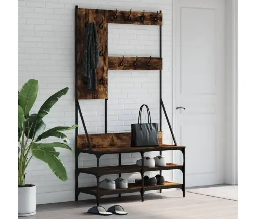 Drēbju Pakaramais Ar Apavu Plauktu, Ozola Krāsā, 100X40X184 Cm Vidaxl