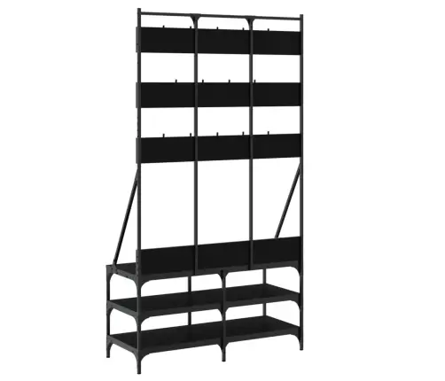 Drēbju Pakaramais Ar Apavu Plauktu, Melns, 100X40X184 Cm Vidaxl